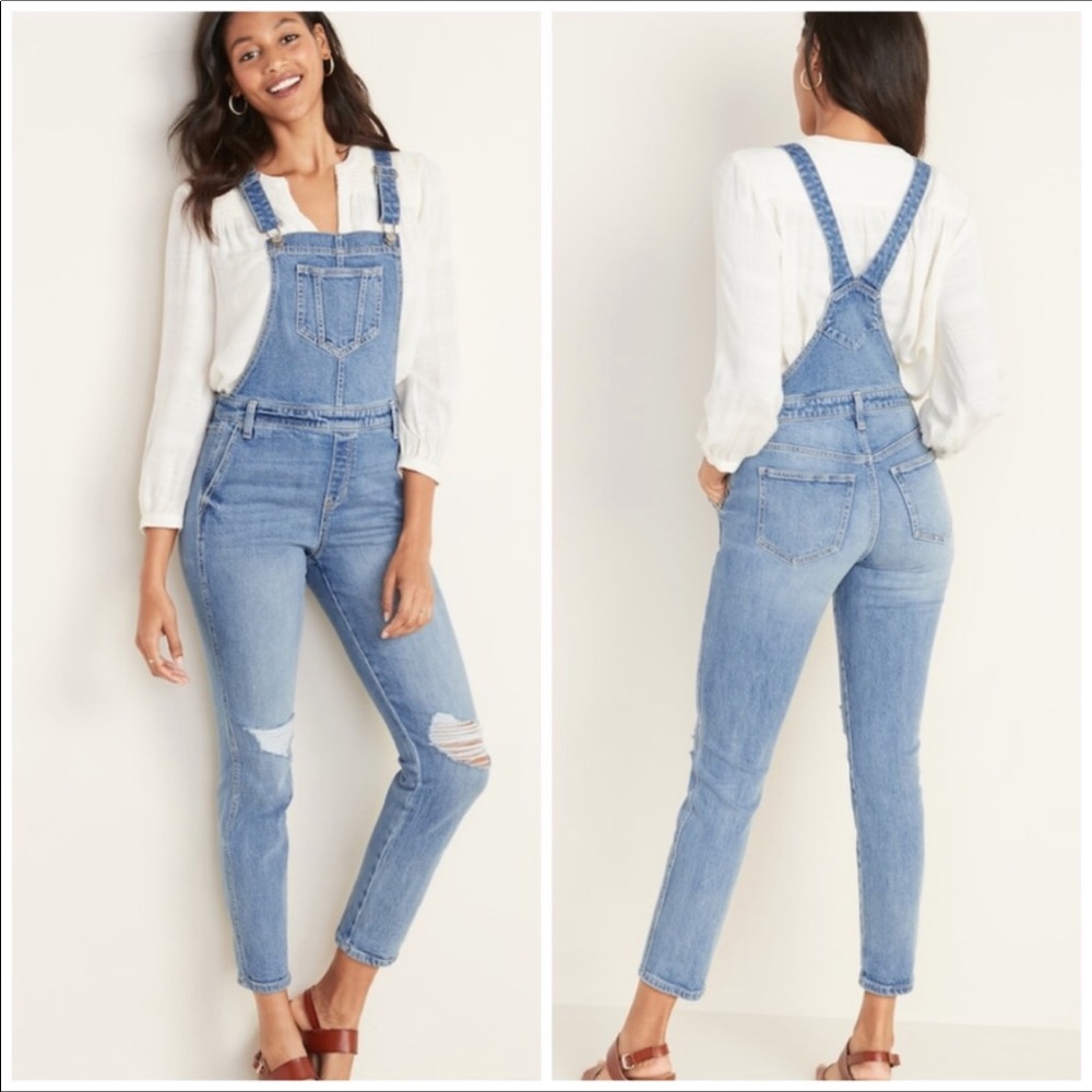 Old Navy | Distressed Denim Bib Overalls Plus Size 18